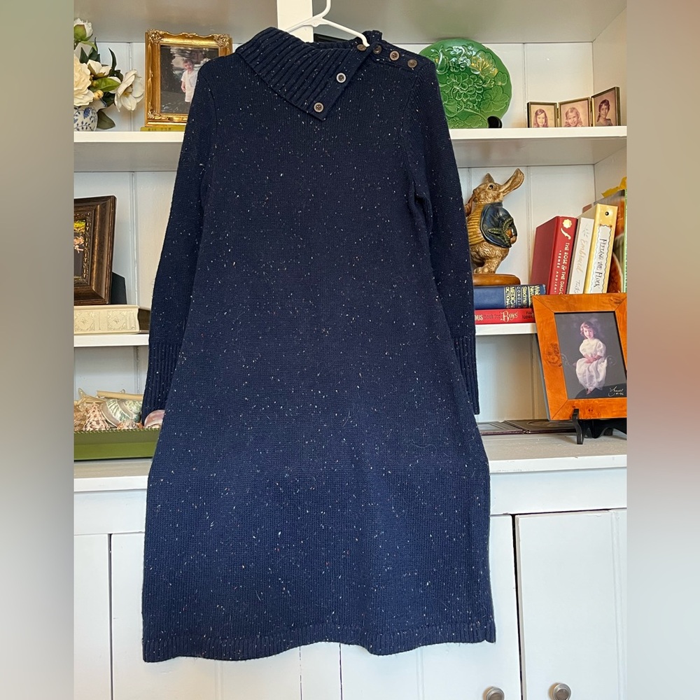 Talbots Knit Sweater Dress with unique button neckline , in petite large